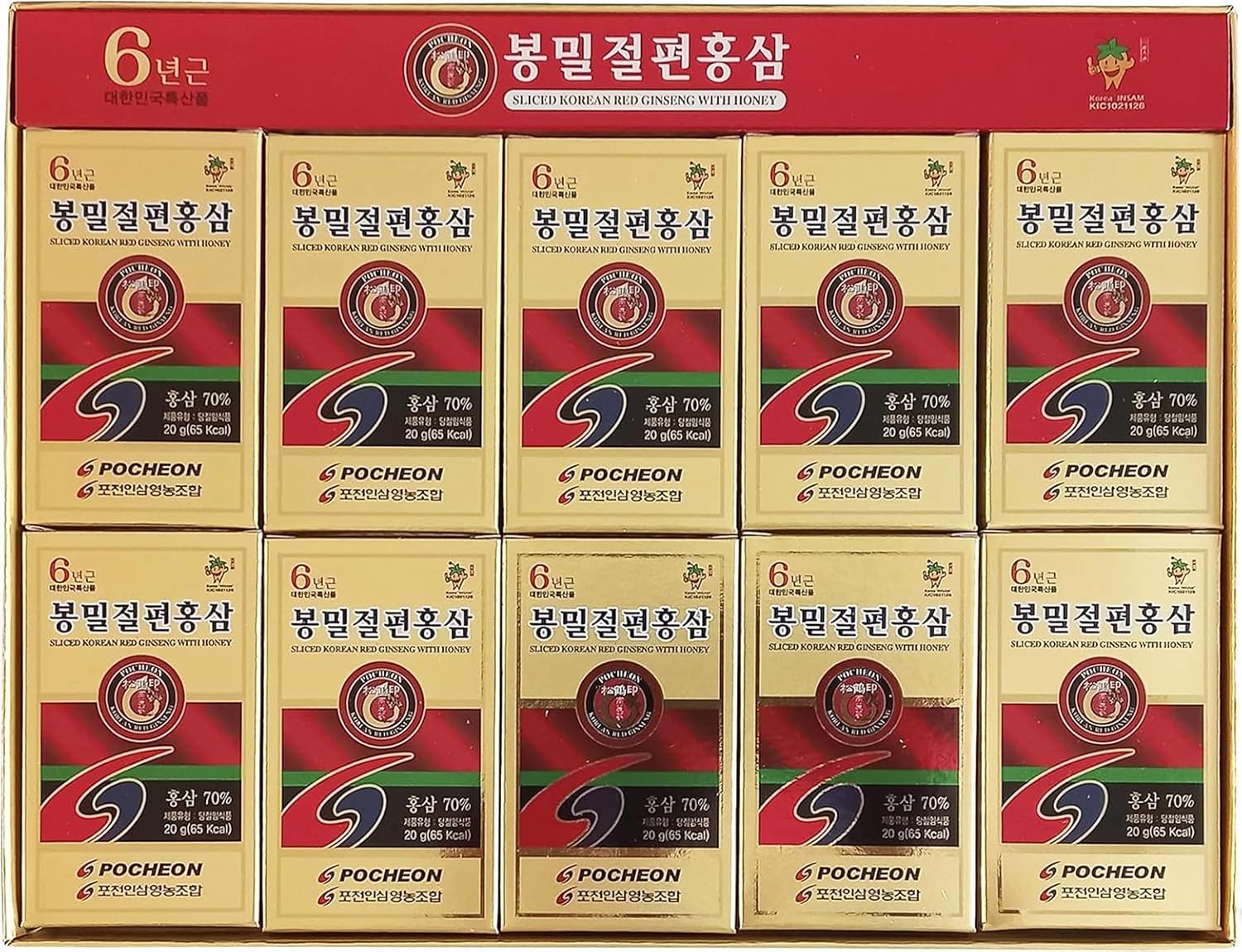 Pocheon 200g(20g x 10) 6Years Sliced Korean Panax Red Ginseng Root with Honey, Natural Immune Support