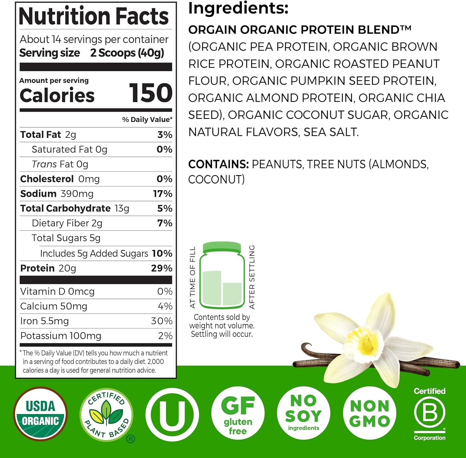 Orgain Organic Simple 20g Vegan Protein Powder, Chocolate, 1.25lb