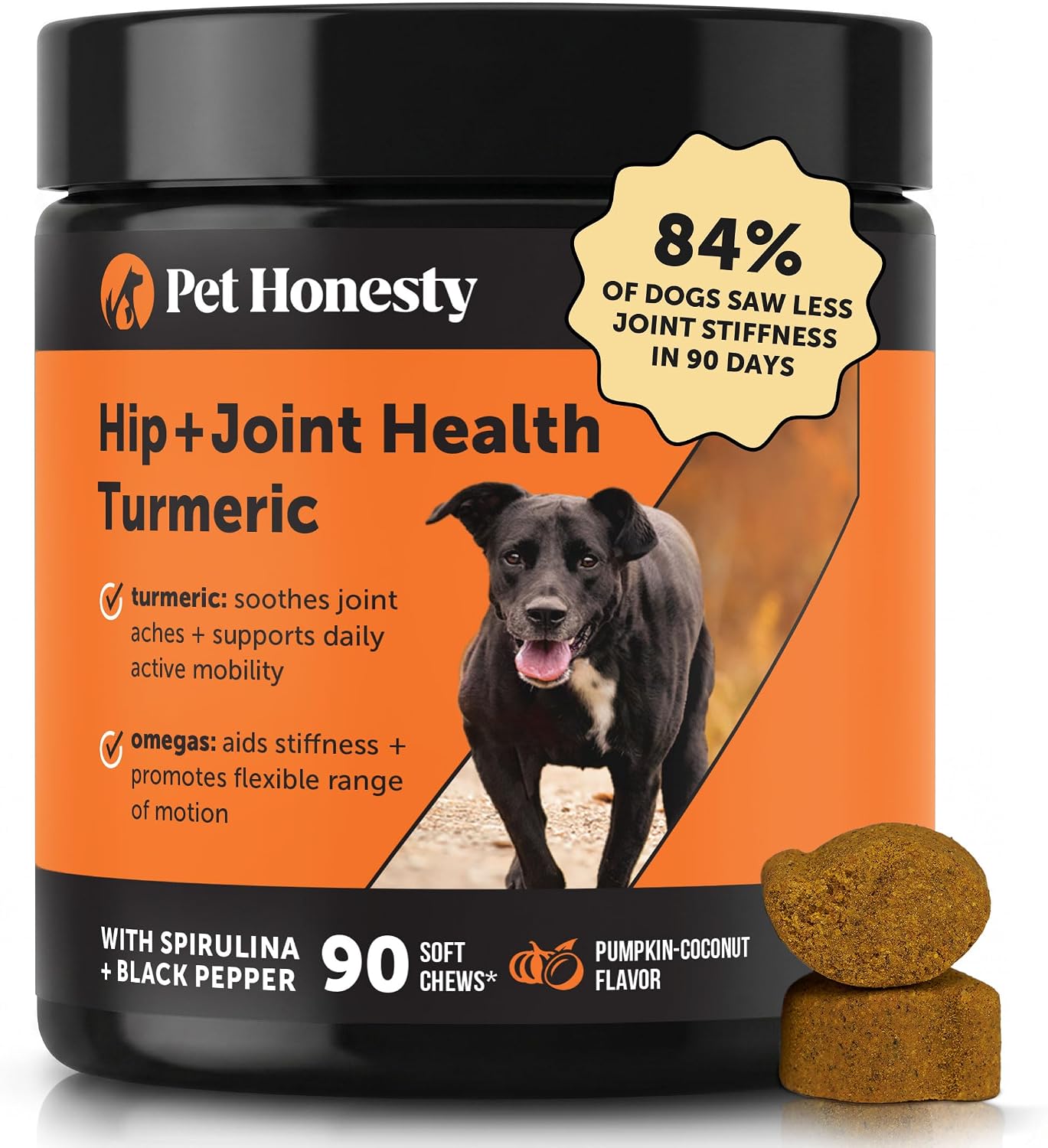 Hip + Joint Supplement for Dogs with Glucosamine Chondroitin - MSM, Turmeric & Collagen Soft Chews - Joint Function, Stiffness, and Mobility Support, May Reduce Occasional Discomfort (Chicken, 90 Ct)