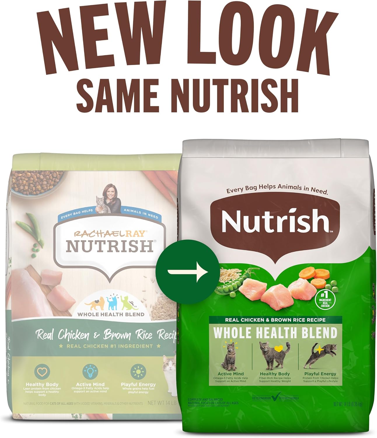 Nutrish Dry Cat Food, Chicken & Brown Rice Recipe, 3 lb. Bag (Rachael Ray) | Suitable For All Life Stages, Veterinarian Reviewed Formula, Natural Food with Added Vitamins, Minerals & Nutrients