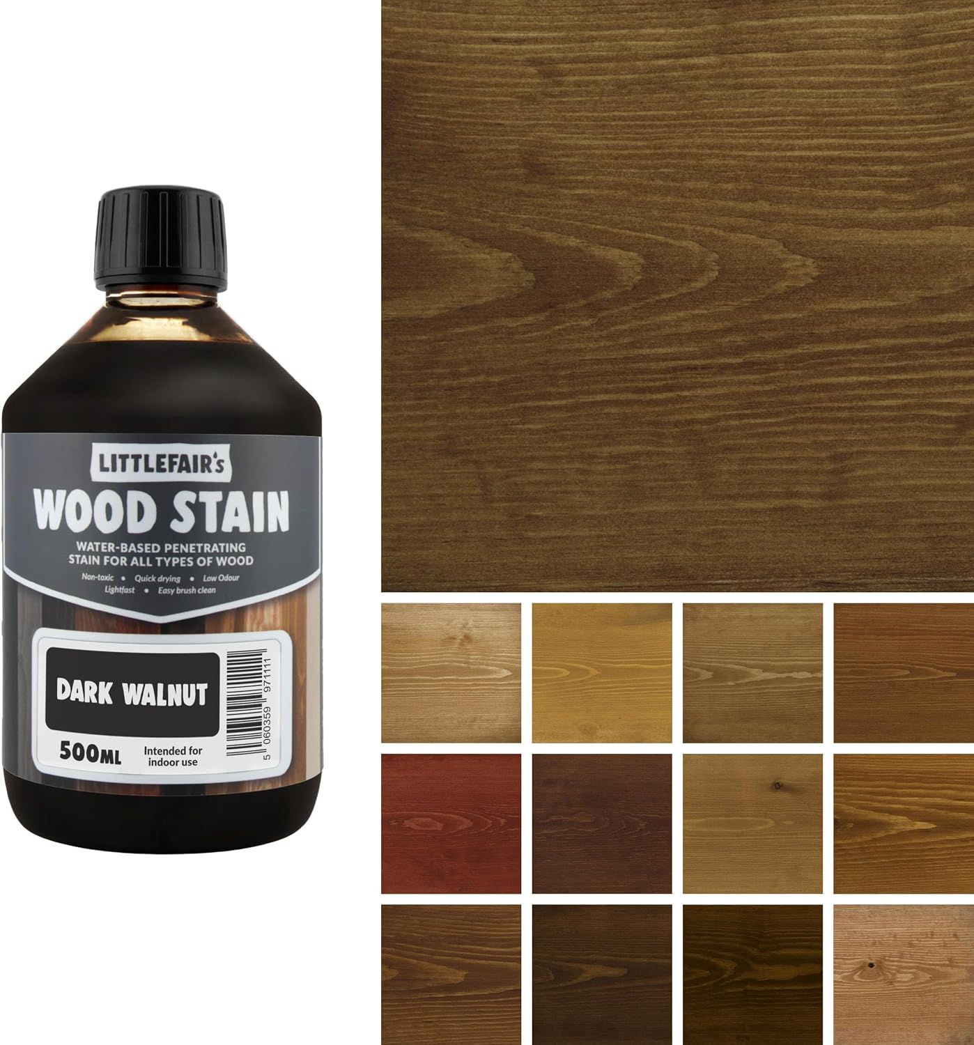 Littlefair's Wood Stain Water Based - 8.5oz/250ml - Indoor Furniture Stain Light & Dark Finishes - Special Non Toxic & Eco Friendly Formula - Wood Stain for Crafts - Color: Antique Stripped Pine
