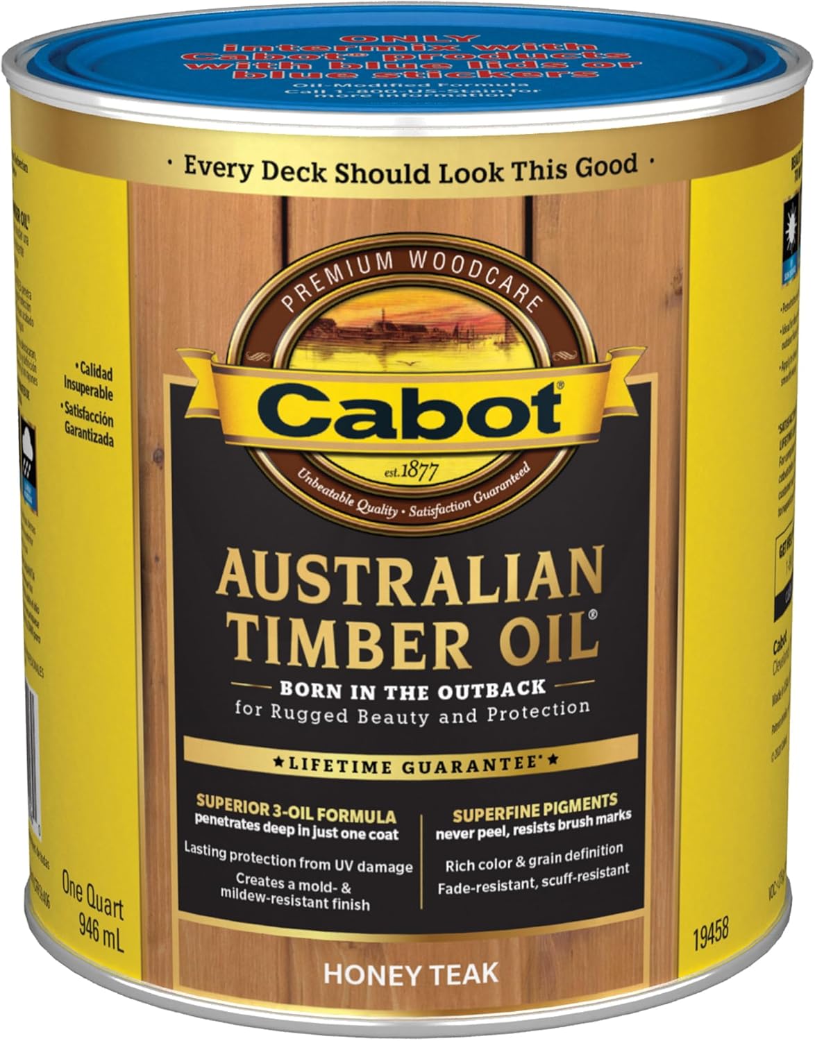 Cabot Australian Timber Oil Wood Stain and Protector, Honey Teak, 1 Quart