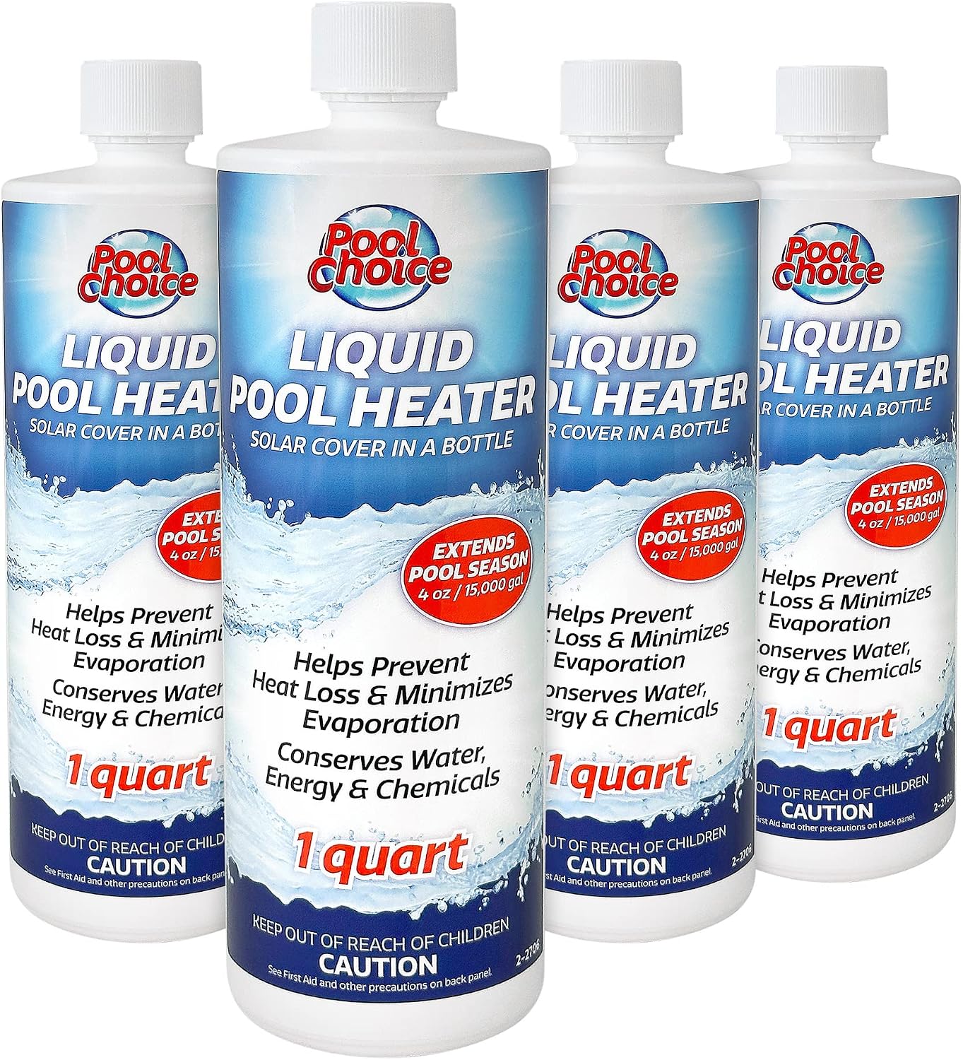 SpaChoice 1-Quart Premium Liquid Pool Heater Solar Cover in a Bottle | Liquid Solar Blanket for Pool, Helps Prevent Heat Loss, 4 ounces per 15,000 gallons of water every 2 weeks, Made in USA