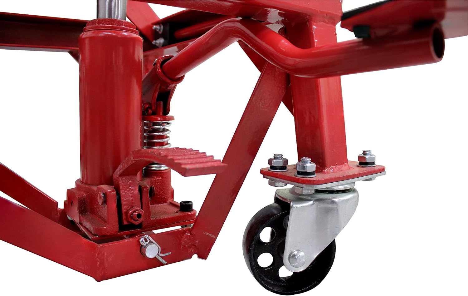 Extreme Max 5001.5083 Ultra-Stabile Hydraulic Motorcycle Lift Table with Foot Pad Lift Function - Raises Bikes from 13.25" to 34"