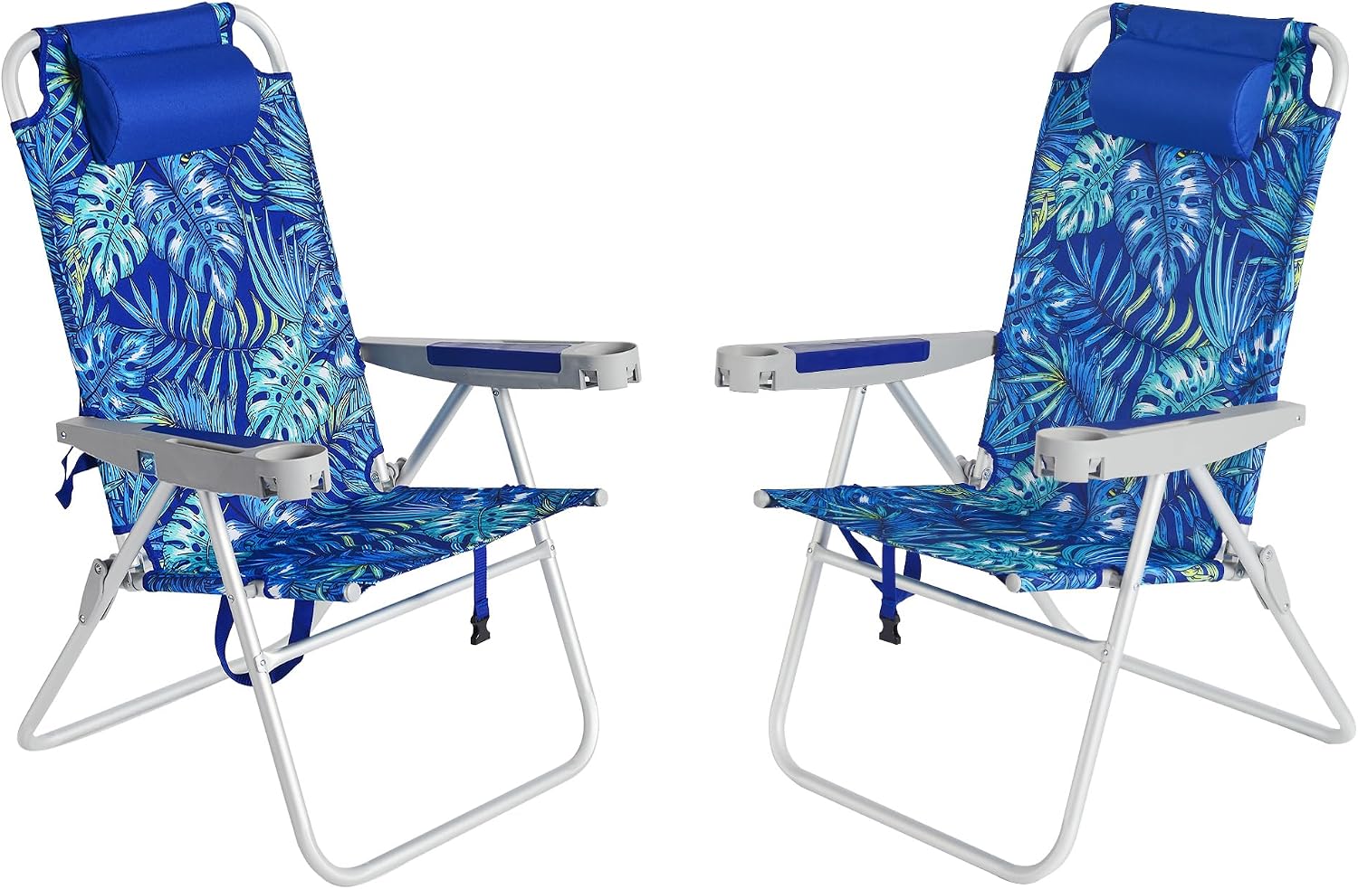 SUNNYFEEL Oversized Tall Folding Beach Chair Lightweight, 17" Portable Sand Chair for Adults Heavy Duty 500 LBS with Cup Holders