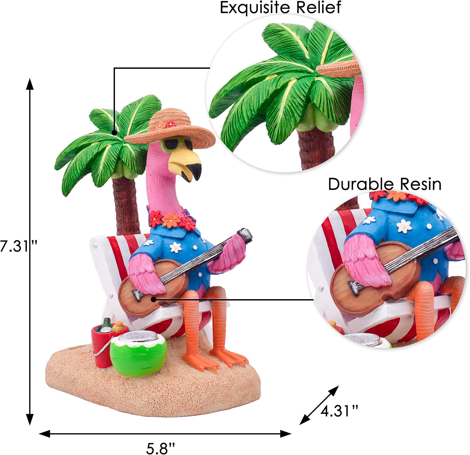 TERESA'S COLLECTIONS Pink Flamingo Garden Decor with Solar Light, Flamingo Summer Outdoor Decor
