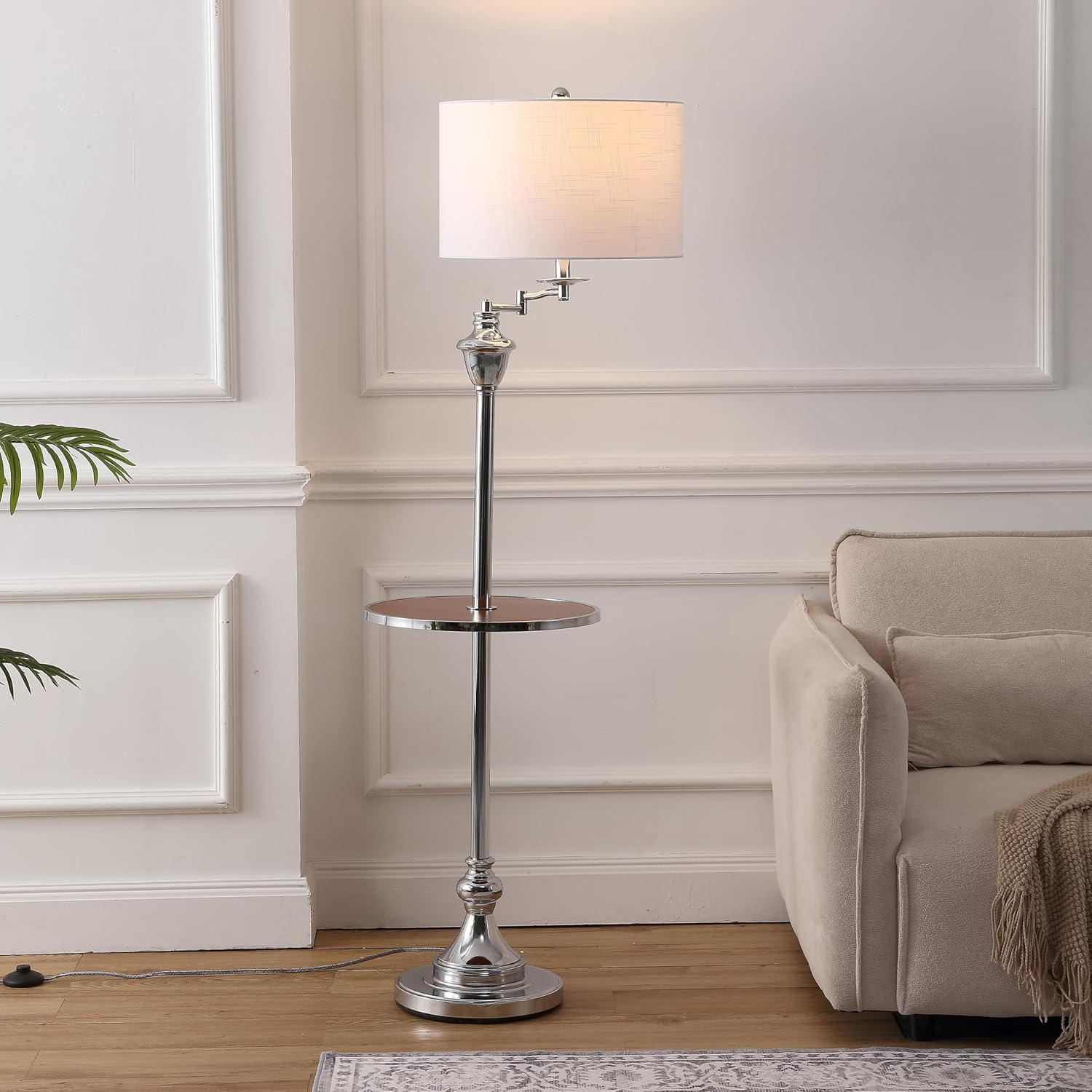 JONATHAN Y Cora 60" Metal Swing Arm Floor Lamp, Oil Rubbed Bronze/Clear