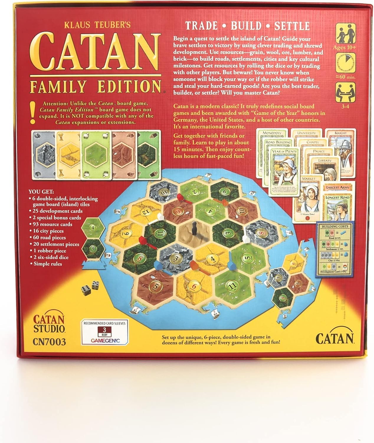 CATAN Family Edition Board Game - Embark on a Quest for Settlement! Strategy Game for Kids & Adults, Ages 10+, 3-4 Players, 60 Minute Playtime