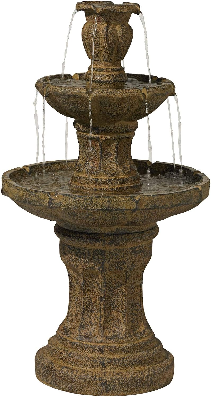 Tuscan Garden 41 1/2" Dark Stone Finish Traditional Tiered Outdoor Fountain | Large Italian Indoor Decor Faux Floor Waterfall Standing Water Feature