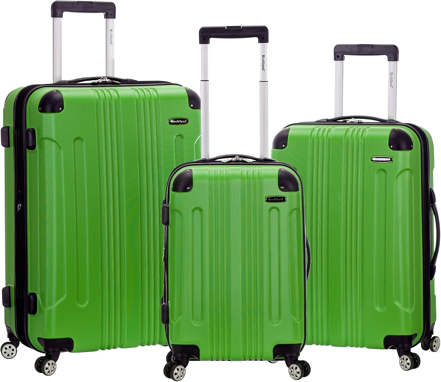 Rockland London Hardside Spinner Wheel Luggage, White, 3-Piece Set (20/24/28)