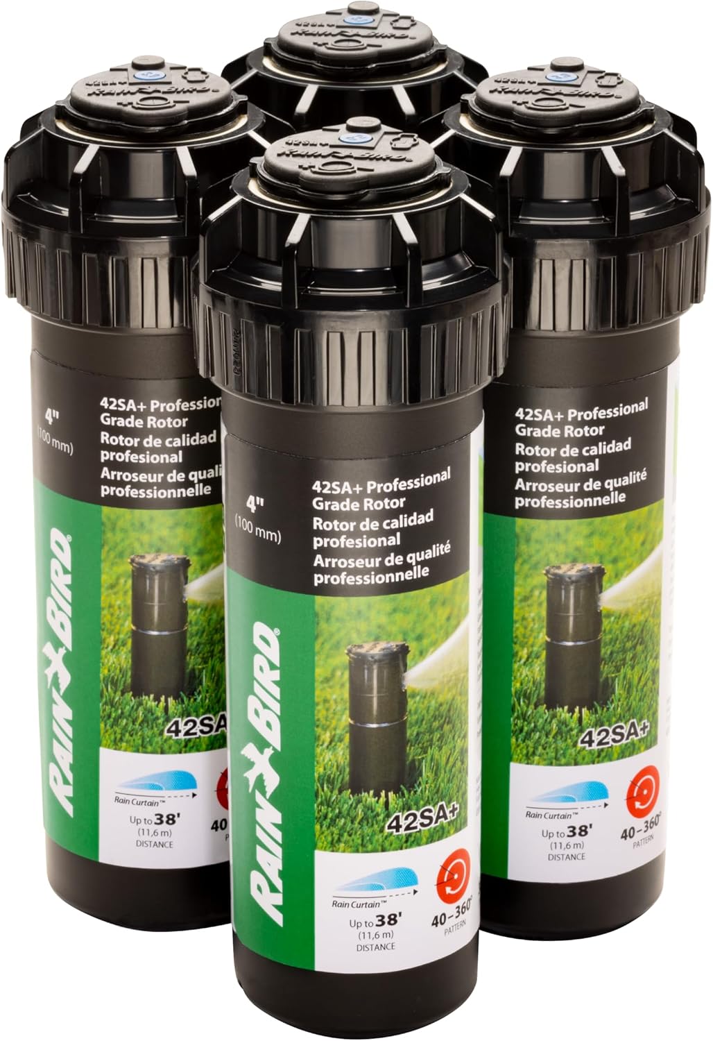 Rain Bird 32SA/4PKS Simple Adjust 32SA Gear Drive Rotor, Adjustable 40° - 360° Pattern, 19' - 32' Spray Distance, 4-Pack