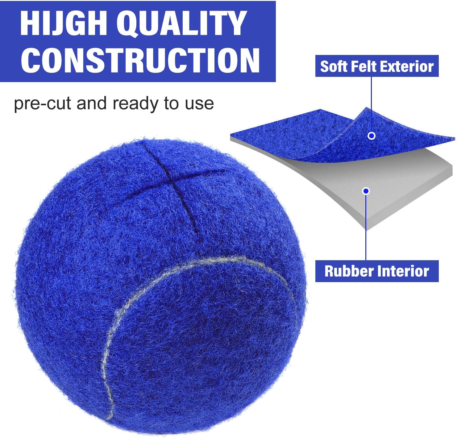 URBEST Walker Tennis Balls 4pcs Precut Heavy Duty Tennis Balls for Walkers
