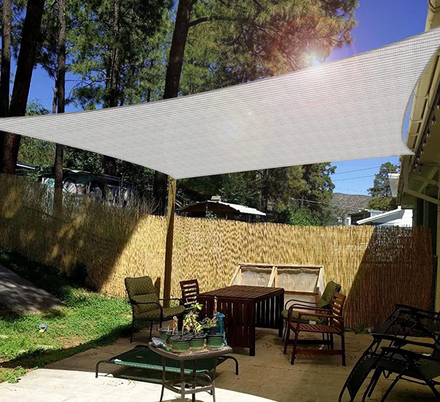 Windscreen4less 8' x 10' Sun Shade Sail Rectangle Outdoor Canopy Cover UV Block for Backyard Porch Pergola Deck Garden Patio (Gray)