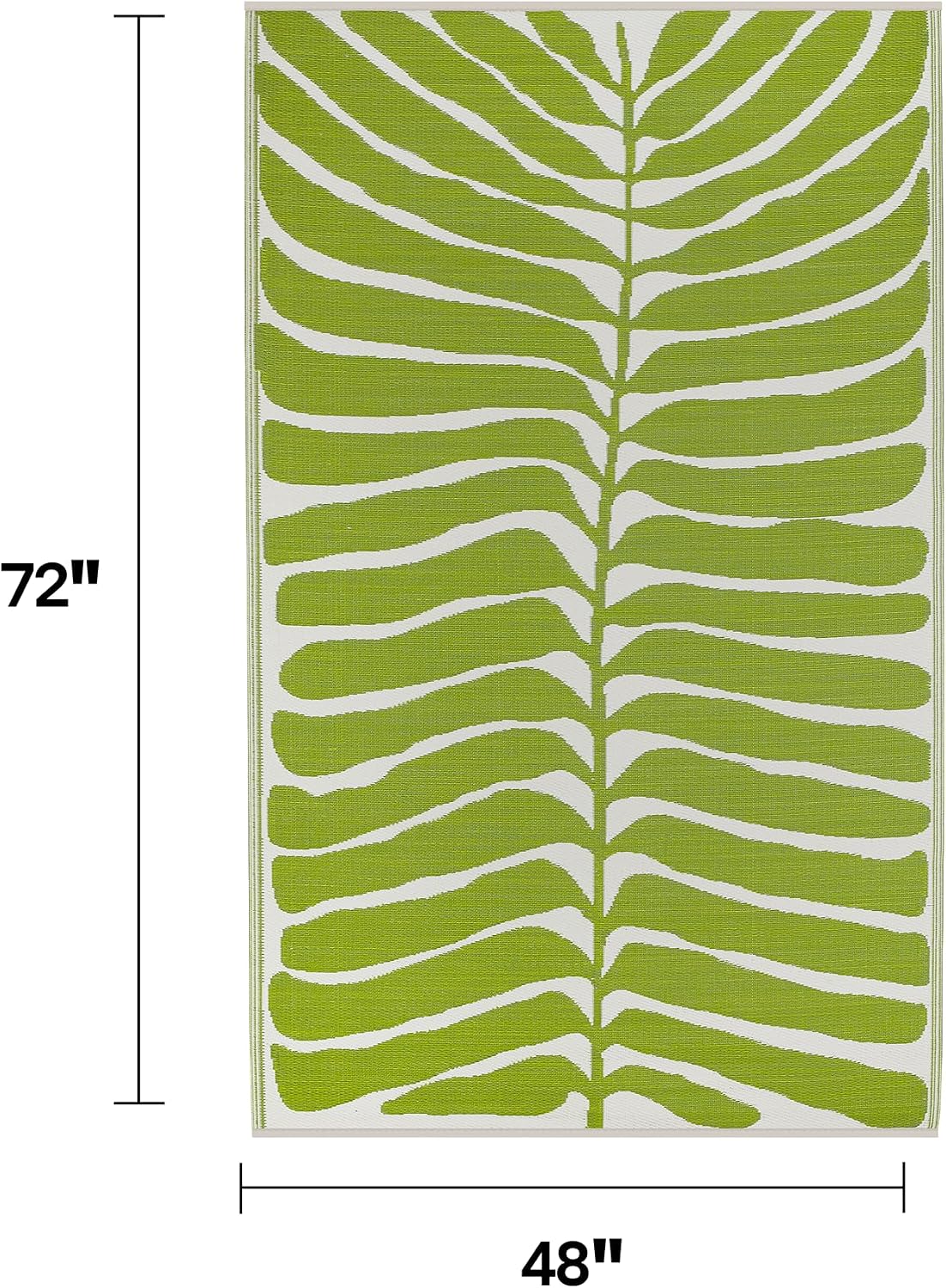 Fab Habitat Outdoor Rug - Waterproof, Fade Resistant, Crease-Free - Premium Recycled Plastic - Geo Tribal - Porch, Deck, Balcony, Mudroom