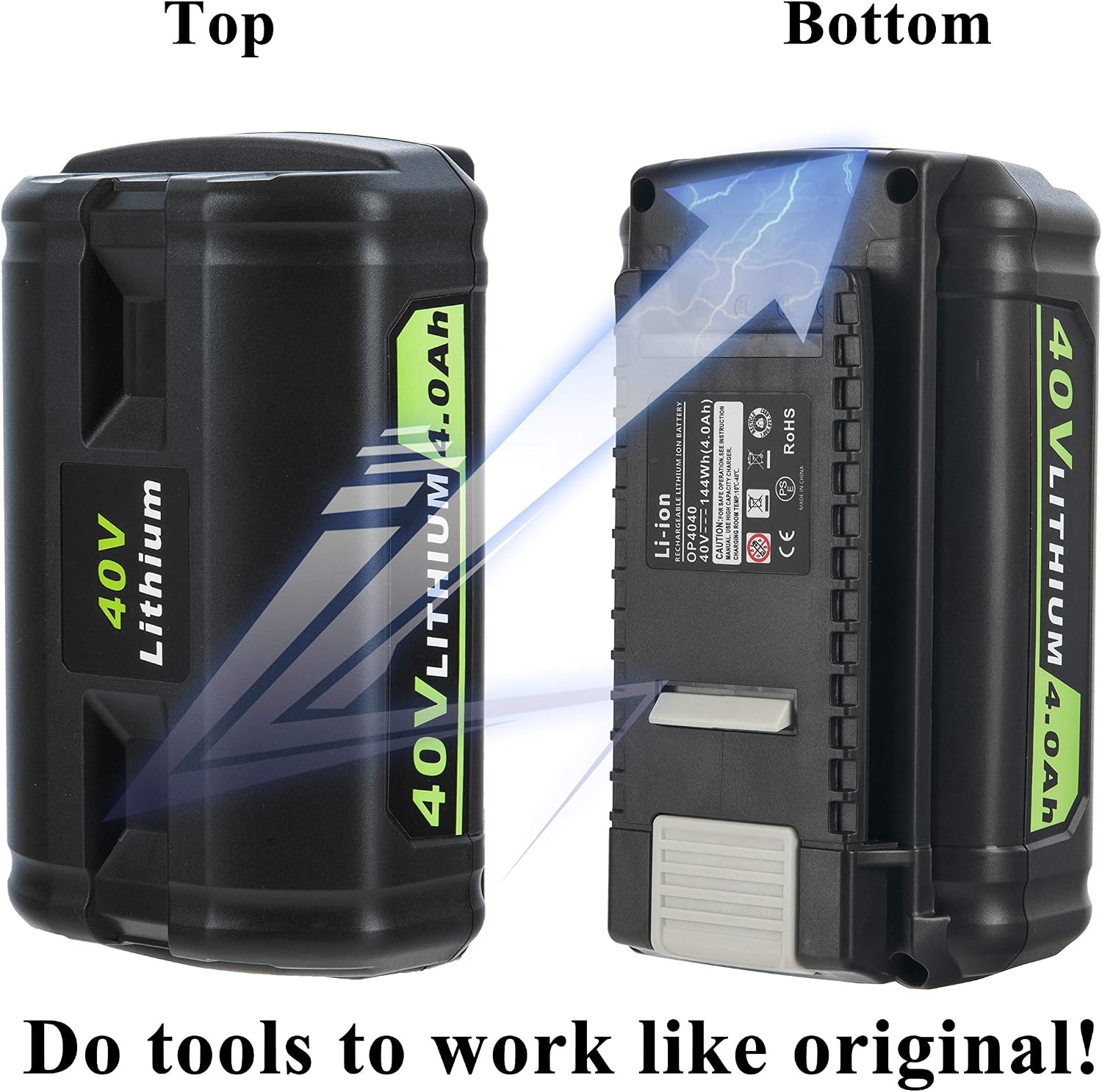Replacement Battery for Ryobi 40v Battery OP4015 OP4050A OP4040 OP4050 Compatible with Ryobi 40V Cordless Power Tools, Capacity 4.0Ah