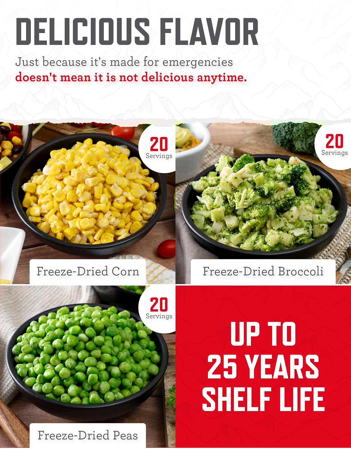READYWISE Emergency Food Supply Freeze Dried Vegetables, 72 Servings