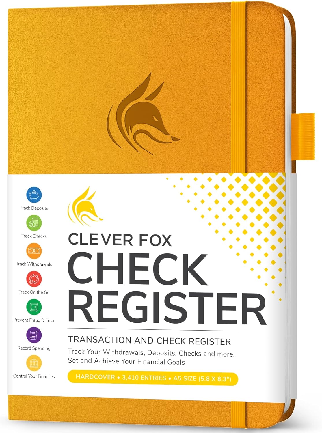 Clever Fox Check Register Book, Checkbook Ledger, 5.8x8.3 Purple
