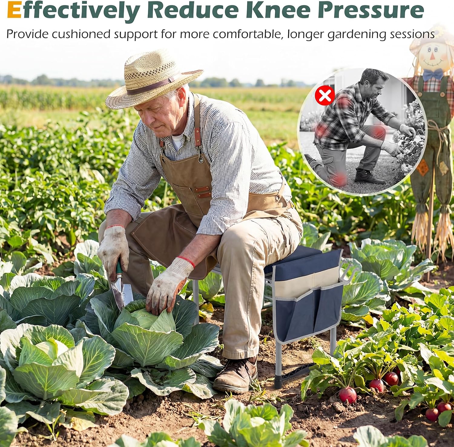 Goplus Garden Kneeler and Seat, Foldable Garden Bench for Kneeling & Sitting, Widened 8" EVA Soft Foam Pad