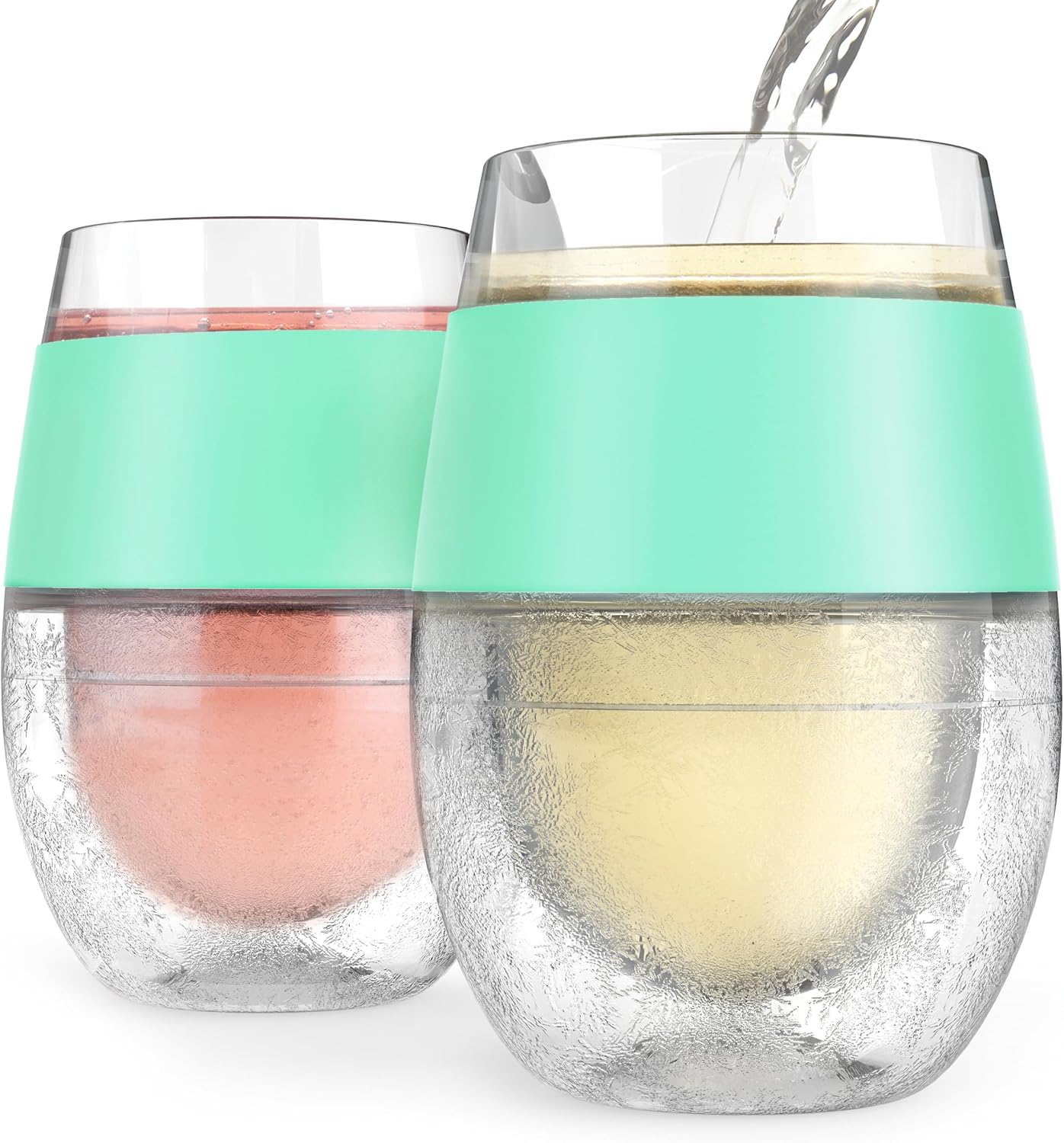 Host Wine Freeze Cup Set of 2 - Plastic Double Wall Insulated Drink Cup, Freezable Vacuum Insulated Wine Glasses, 8.5 oz Blue
