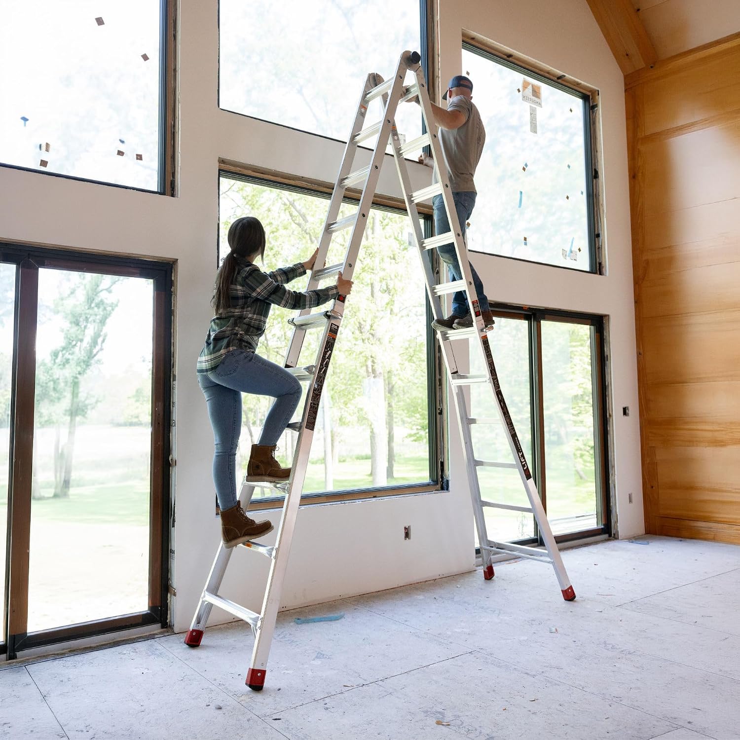 Lift Ladders 18-Ft Multi-Position Aluminum Ladder, 5-in-1, 300 lb. Capacity