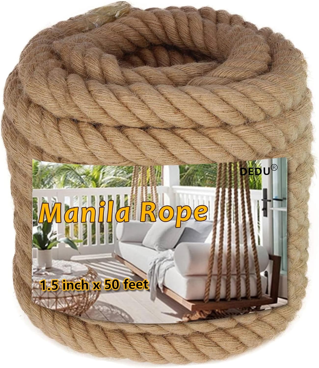 1" X 100' Treated Manila Rope Boat Docks Tree Farm Dock Deck
