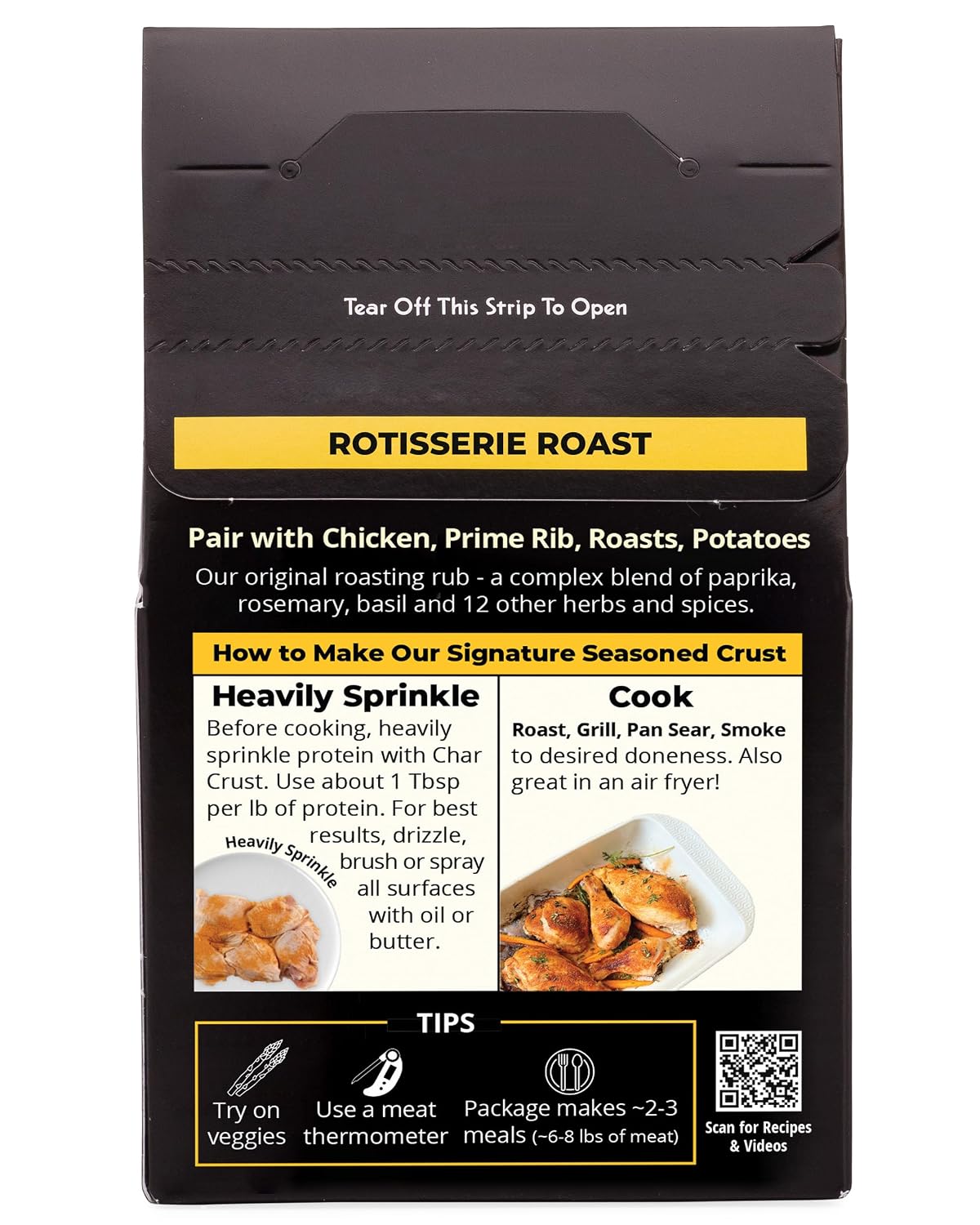 Char Crust Dry-Rub Seasonings Original Hickory Grilled | All-in-one seasonings | Perfect for Steaks, Burgers, Ribs, Tuna | Signature Crust that Seals in the Juices, 4 Ounce (Pack of 6)