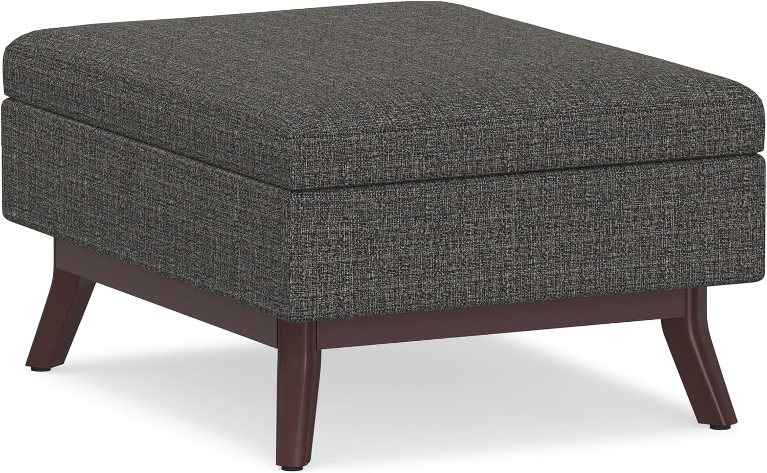 SIMPLIHOME Owen 34" Wide Vegan Leather Lift Top Ottoman in Dark Blue