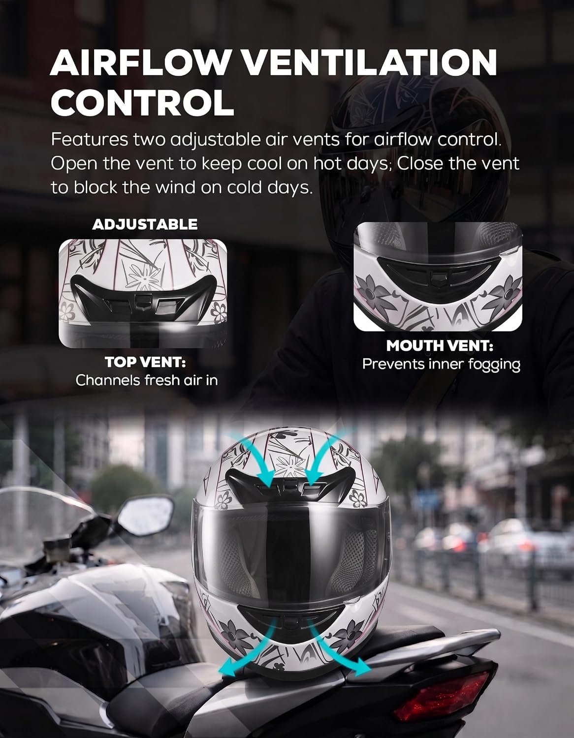 Full Face Motorcycle Helmet Adult ATV Helmet DOT Approved | Ultra-Lightweight, with Anti-Fog Visor, Breathable Liner, For Street Bike