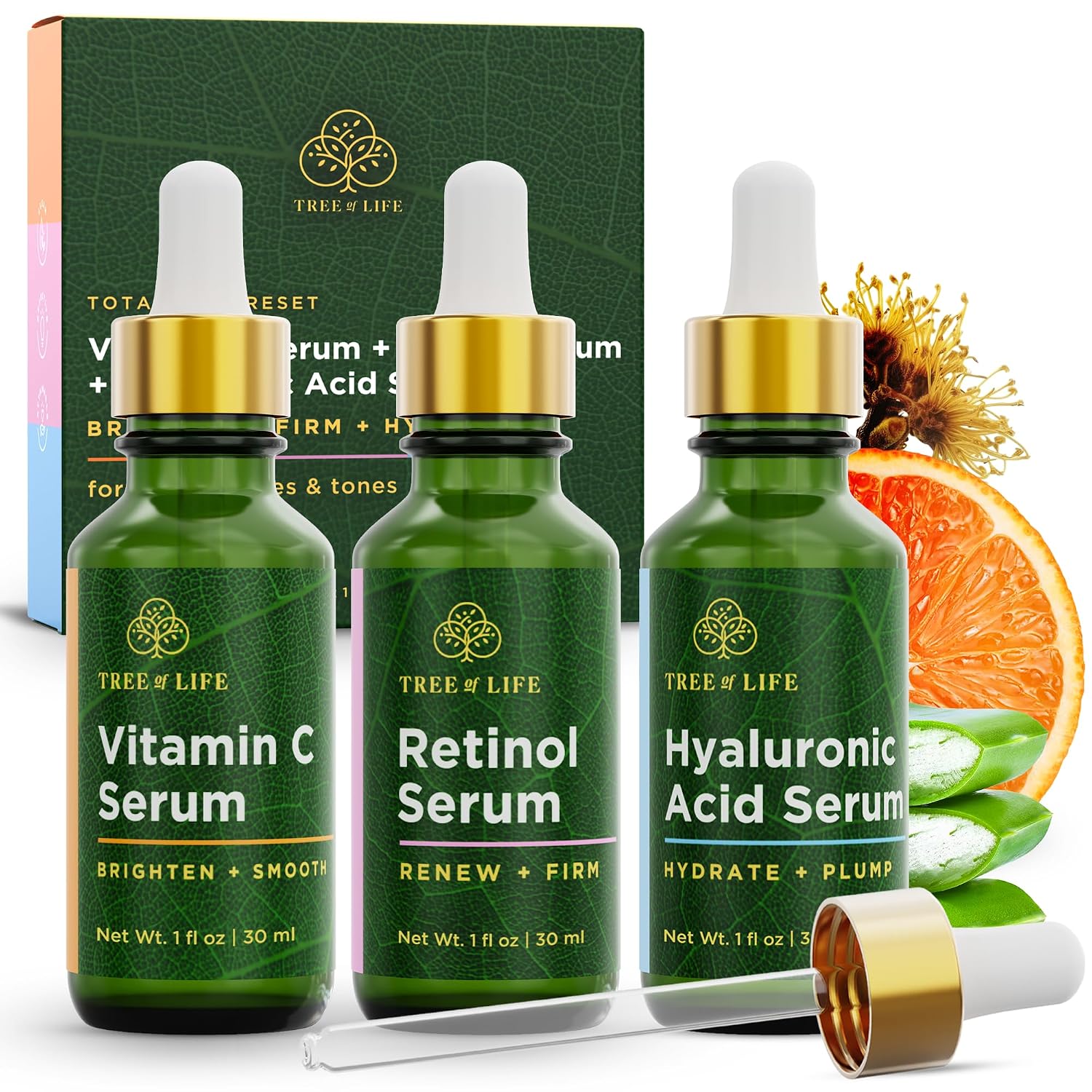 Tree of Life Vitamin C Serum for Face - Brightening and Hydrating Face Oil for Dark Spots and Fine Lines - Suitable for Sensitive Skin - Dermatologist Tested Skin Care - 1 Fl Oz | Brightening Vitamin C serum for face. Hydrating face oil that targets dark…