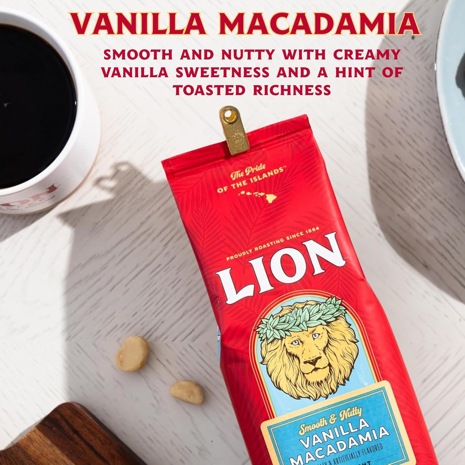 Lion Coffee 24K Gold Roast 100% Kona Whole Bean Coffee, Medium-Light Roast, A Taste of Aloha - 7 Ounce Bag
