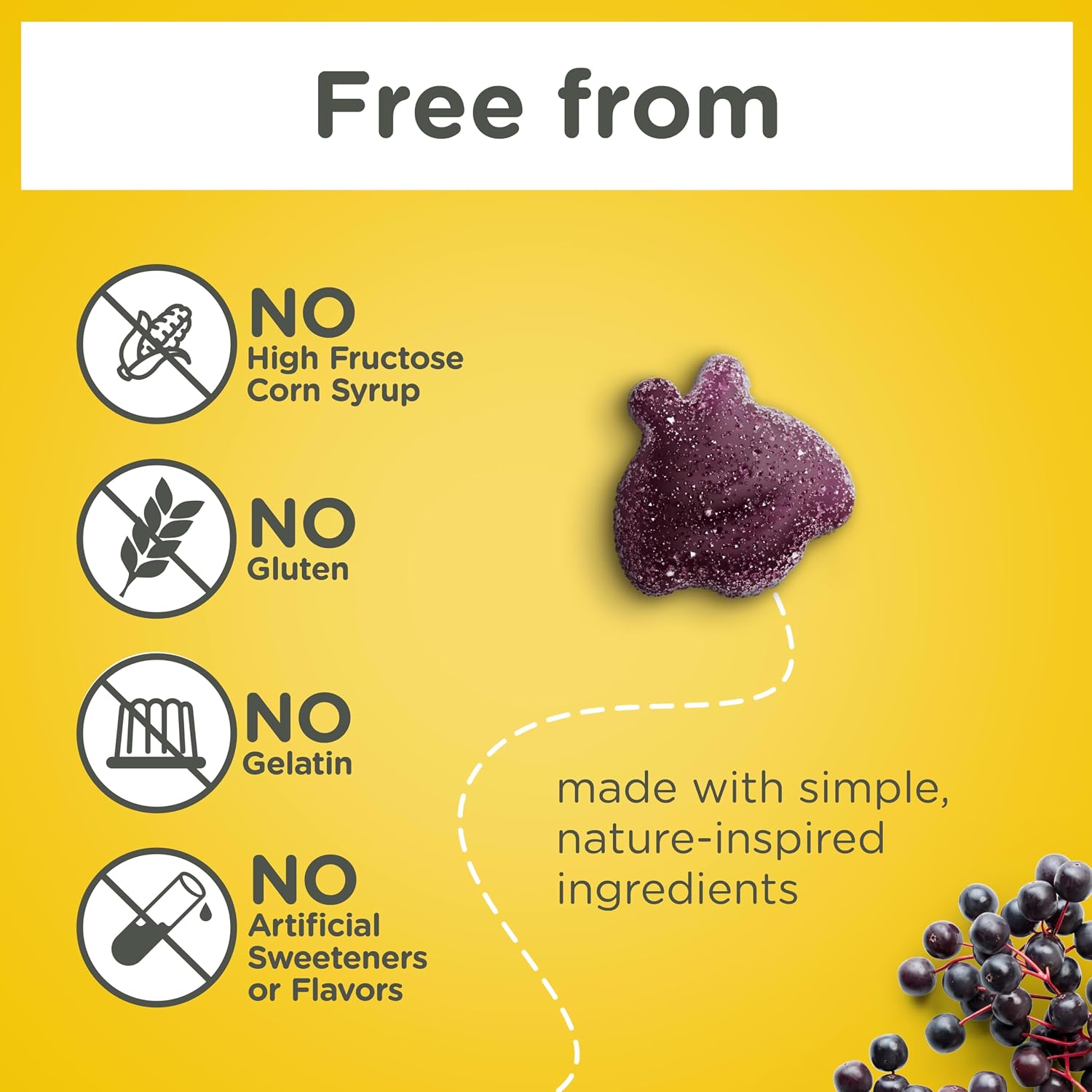Zarbee's Kids Elderberry Immune Support Gummies, 60 ct | For Kids Ages 12+ Years, Real Elderberry, Vitamins A, C, D3, E & Zinc, No Artificial Sweeteners or HFCS