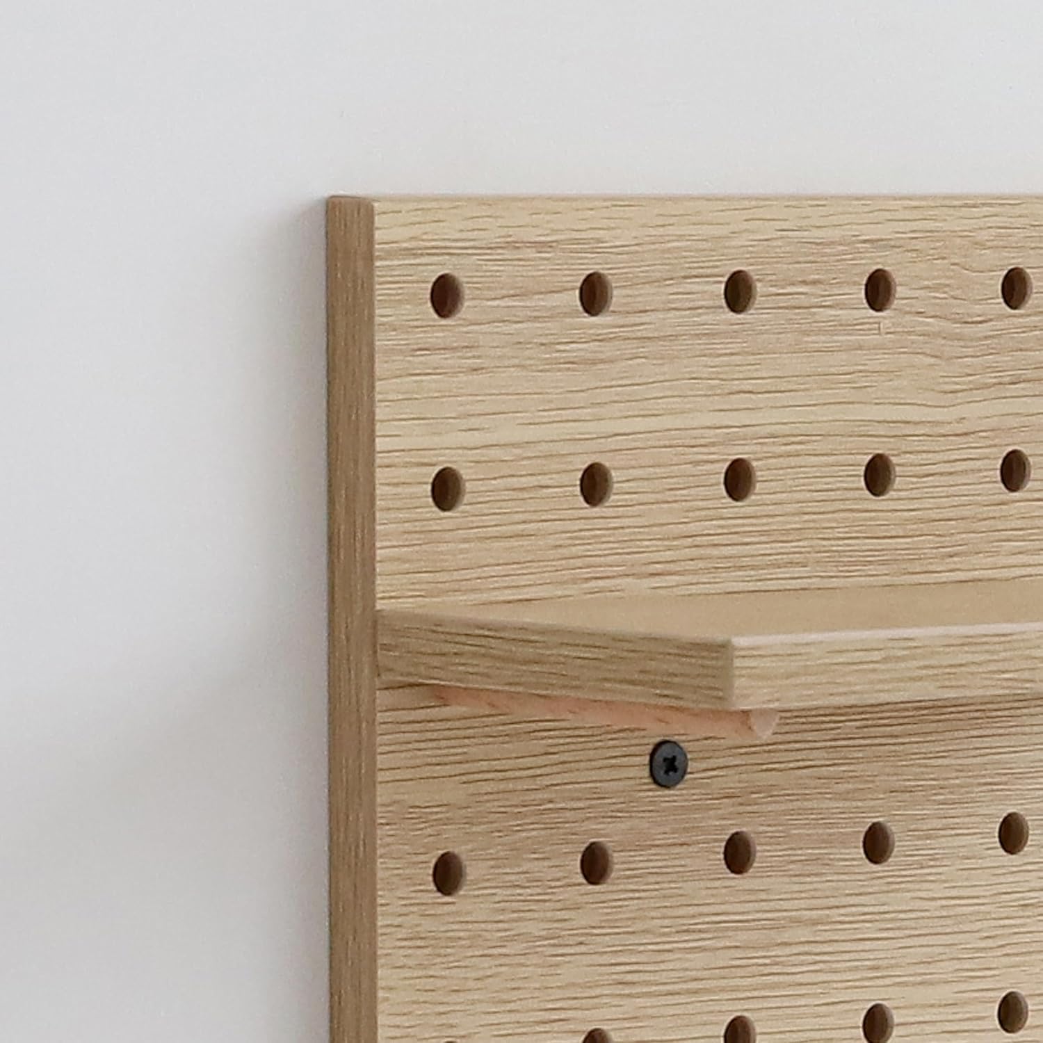Wooden Pegboard Modular Display Organization Storage Wall Hooks Shelf(Color:Oak)