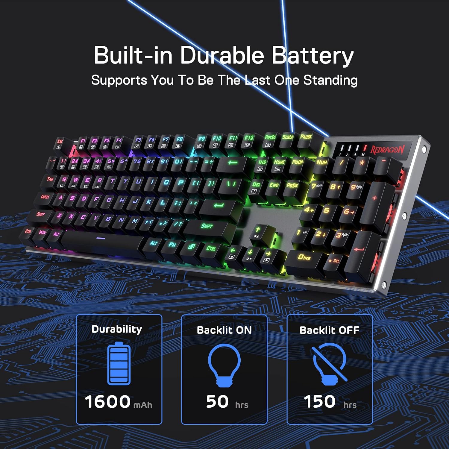 Redragon K556 Wired RGB Mechanical Gaming Keyboard, 104-Key Aluminum Board | Rock-Solid Metal Build, 20 Backlits Immersive ESports Vibe, Hot-swap Comfortable Tactile Brown Switch for Long-Time Typing