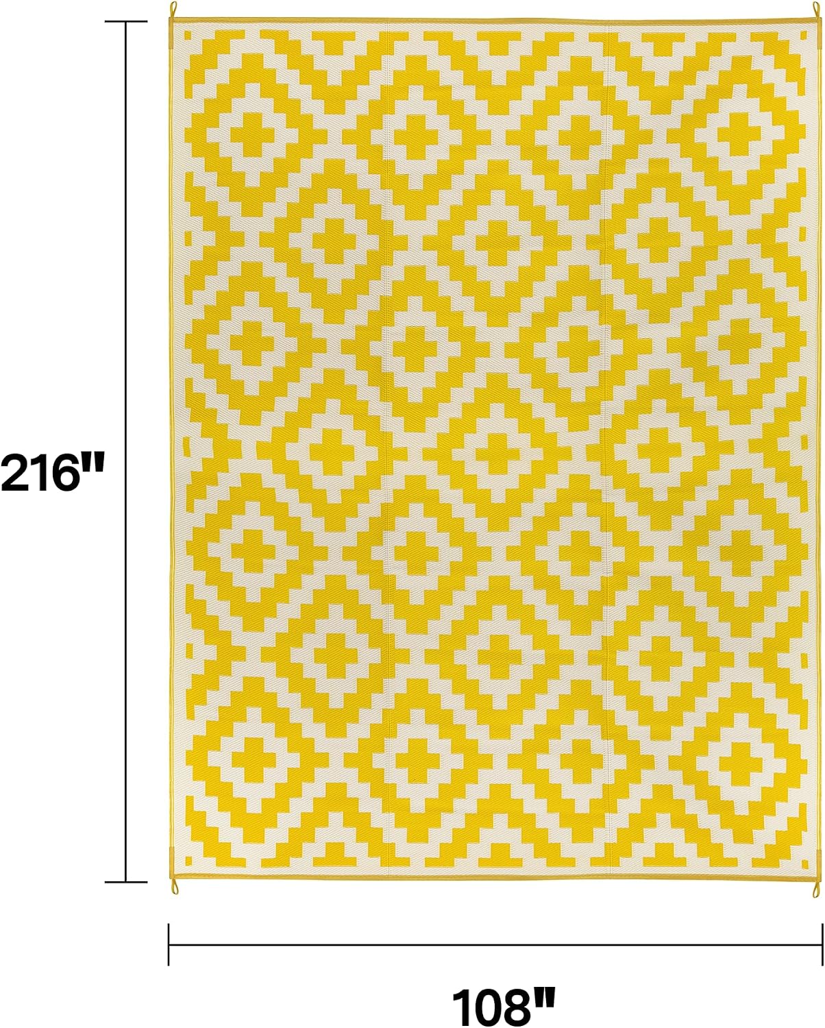 FH Home Outdoor Camping Rug - Waterproof, Fade Resistant, Reversible - Premium Recycled Plastic - Striped - Large Patio, Deck, Sunroom