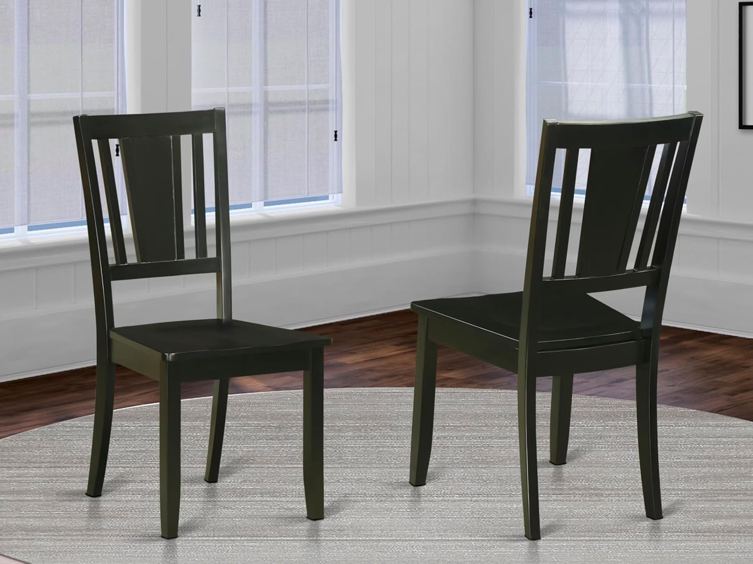 East West Furniture DUC-MAH-LC Dudley Kitchen Dining Chairs - Faux Leather Upholstered Wood Chairs, Set of 2, Mahogany