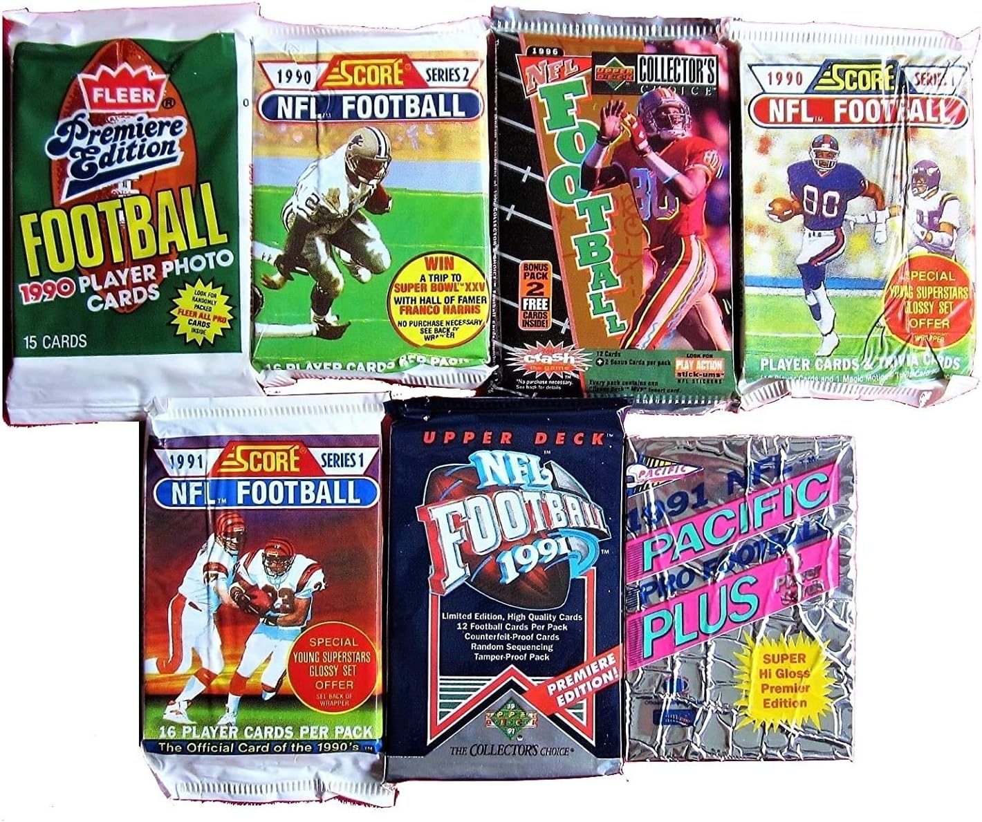DREAM LOT OF OLD UNOPENED FOOTBALL CARDS IN PACKS 60 Cards in Packs from the Late 80s and Early 90s