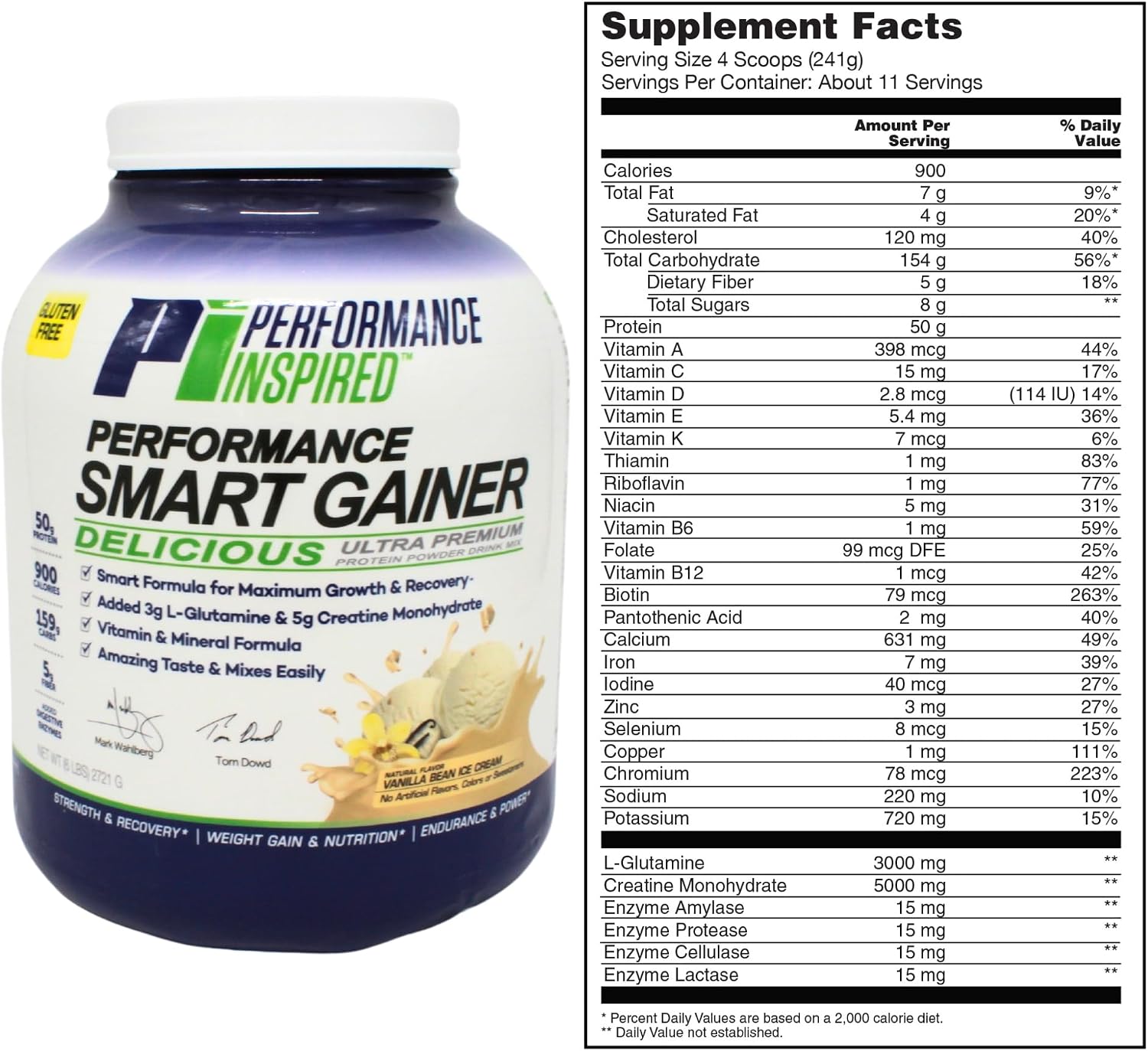 Performance Inspired Nutrition Smart Mass Gainer – 50G Protein, 900 Calories, Creatine, L-Glutamine & Digestive Enzymes – Muscle Recovery & Growth – Chocolate Milkshake – 6 lb | 50G Protein - 900 Calories - Creatine, L-Glutamine & Digestive Enzymes