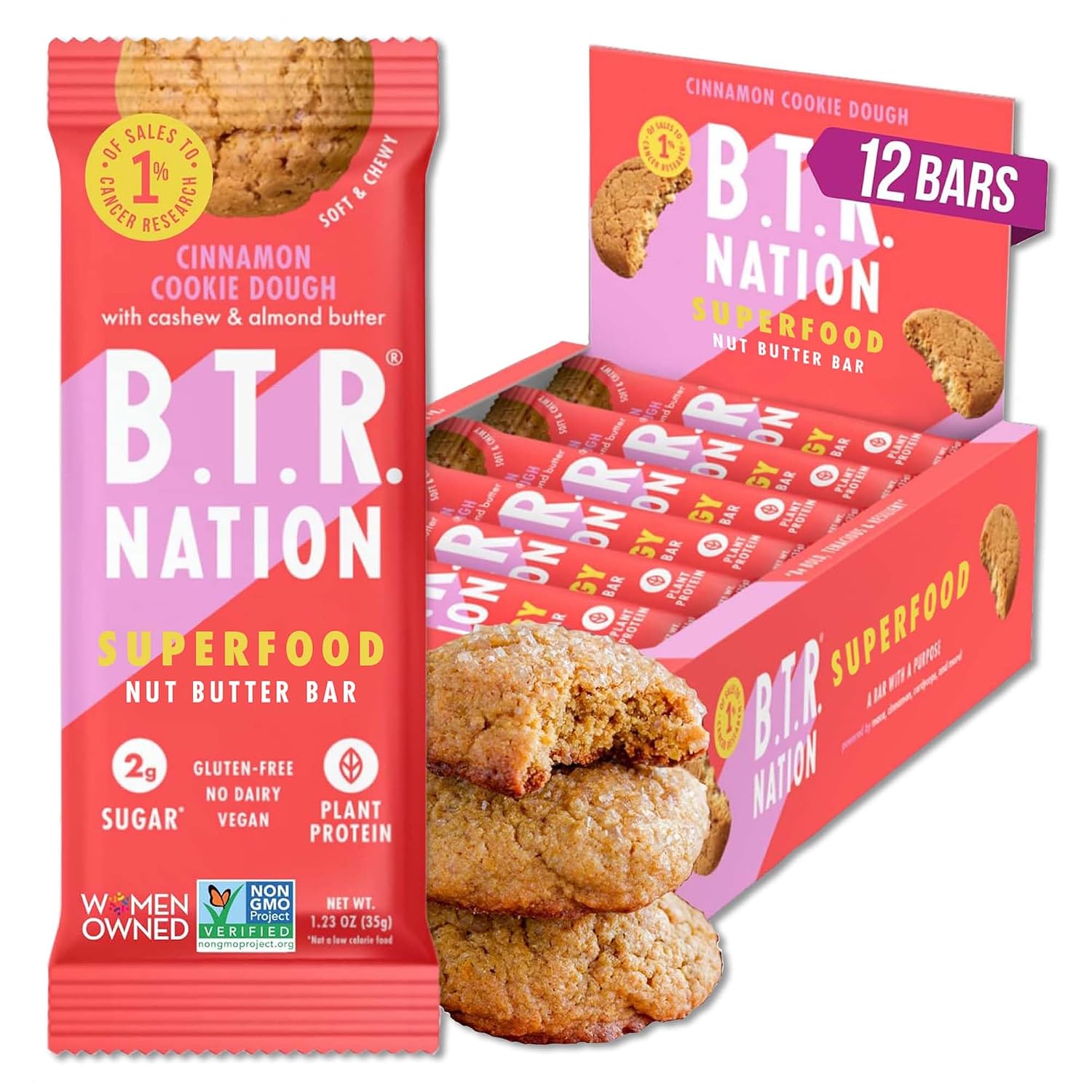 B.T.R Nation - Superfood Protein Bar Dark Chocolate - Vegan - 12 Bars