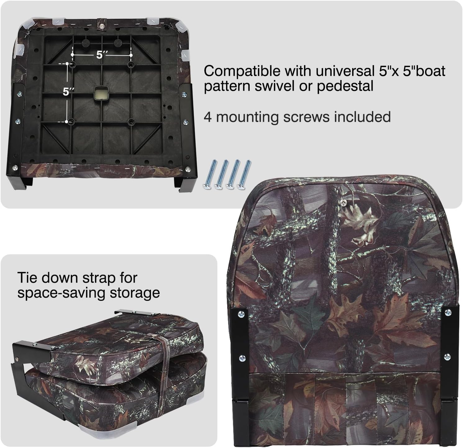 Leader Accessories Classic Low Back Folding Fishing Boat Seat Boat Chairs | Marine Boat Chairs With Thick Cushion, Aluminum Hinge, Use universal 5"x5" Mount, Fits Jon/Bass/Pontoon Boats