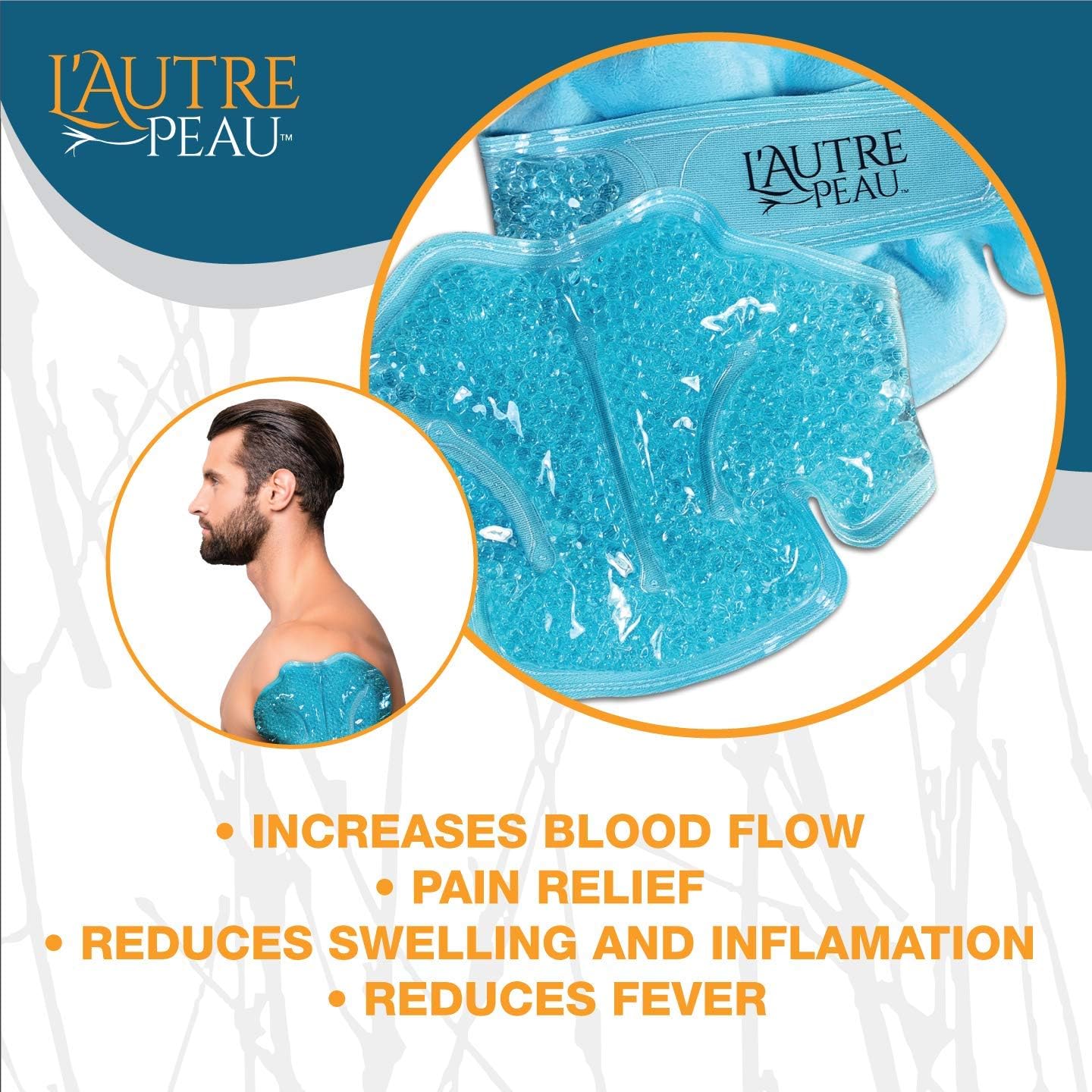 USA Merchant | Hot/Cold Plush Neck & Shoulder Gel Bead Wrap | Freeze Therapeutics by L'AUTRE PEAU | Relief for Tension, Headaches, Injuries, Swelling