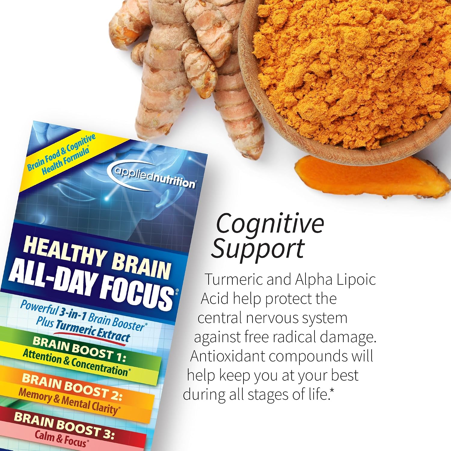 Applied Nutrition Healthy Brain All-Day Focus Cognitive Support (2 Pack)