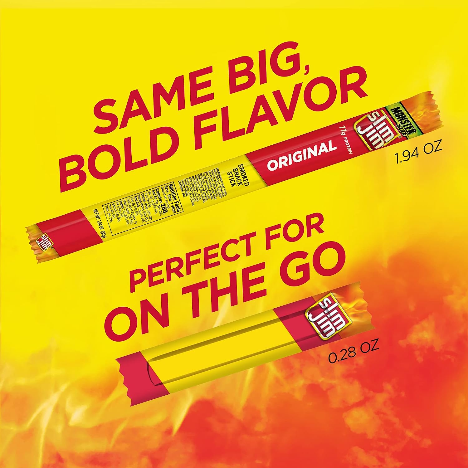 Slim Jim Smoked Jerky Snack Sticks, Original Flavor, 0.28 oz., 26-ct