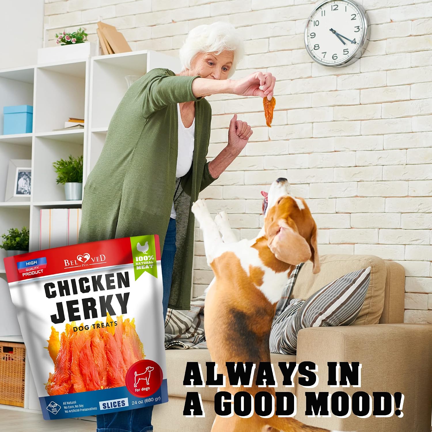 Beloved Pets Dog Treats Chicken Jerky 1.5 lb – Dog Food & High Protein Chews for Large