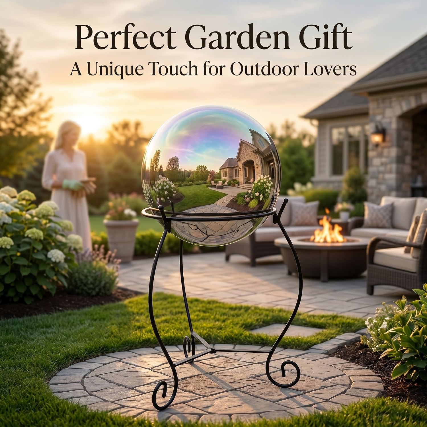 Topadorn Gazing Ball Stand for 10 /12 Inch Garden Globe with Butterfly | Metal Garden Globe Stand with Butterfly Design, Outdoor Weather Resistant Decorative Holder for Yard Patio Lawn