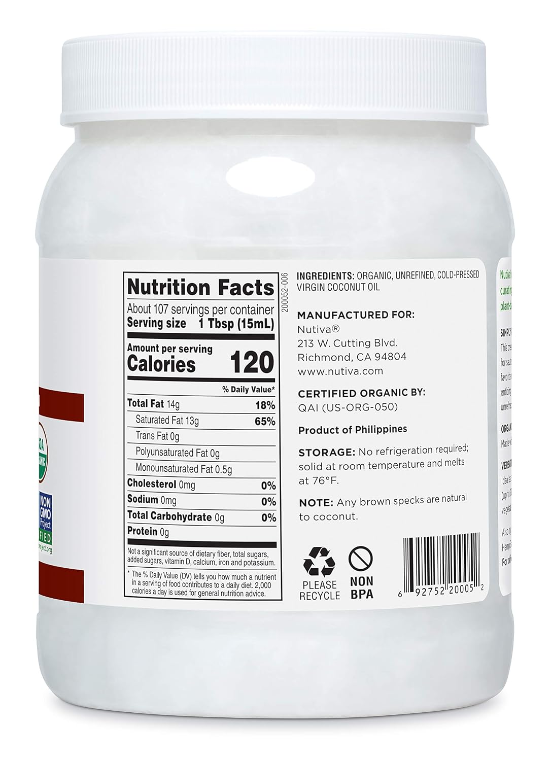 Nutiva Organic Cold-Pressed Virgin Coconut Oil, 54 Ounce & Organic Coconut Manna Puréed Coconut Butter, 15 Ounce (Pack of 2)