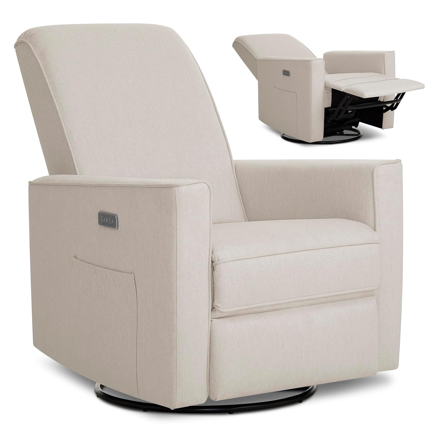 évolur Harlow Upholstered Power Glider Recliner with USB Charging – Rocking & 275° Swivel with Smooth Glide – Greenguard Gold & FSC