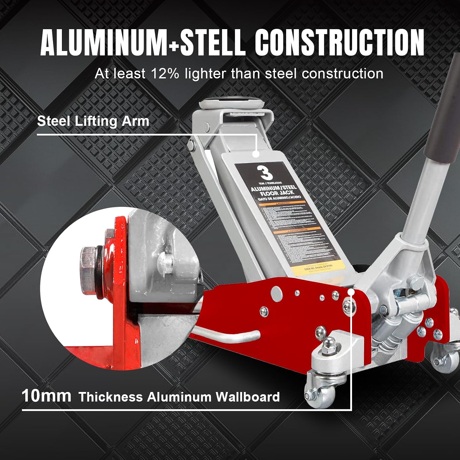 BIG RED T815016L Torin Hydraulic Low Profile Aluminum and Steel Racing Floor Jack with Dual Piston Quick Lift Pump, 1.5 Ton (3,000 lb) Capacity, Blue, T815016L