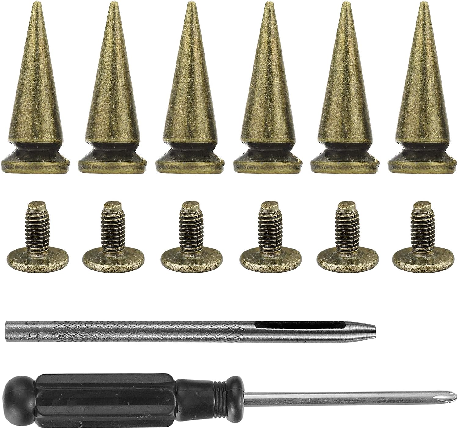 YORANYO 20 Sets 25MM Silver Color Metallic Spikes and Studs 1" Metal Bullet Cone Spikes Screw Back Large Punk Studs and Spikes for Clothing Shoes