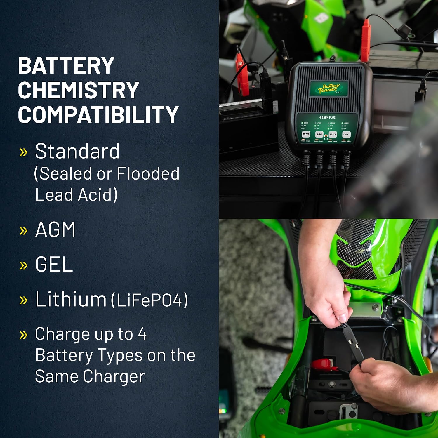 Battery Tender Plus 4 Bank Multibank Charger - 5 AMP (1.25 AMPs Per Bank) - Smart 12V Multi Battery Charger and Maintainer for Standard, AGM