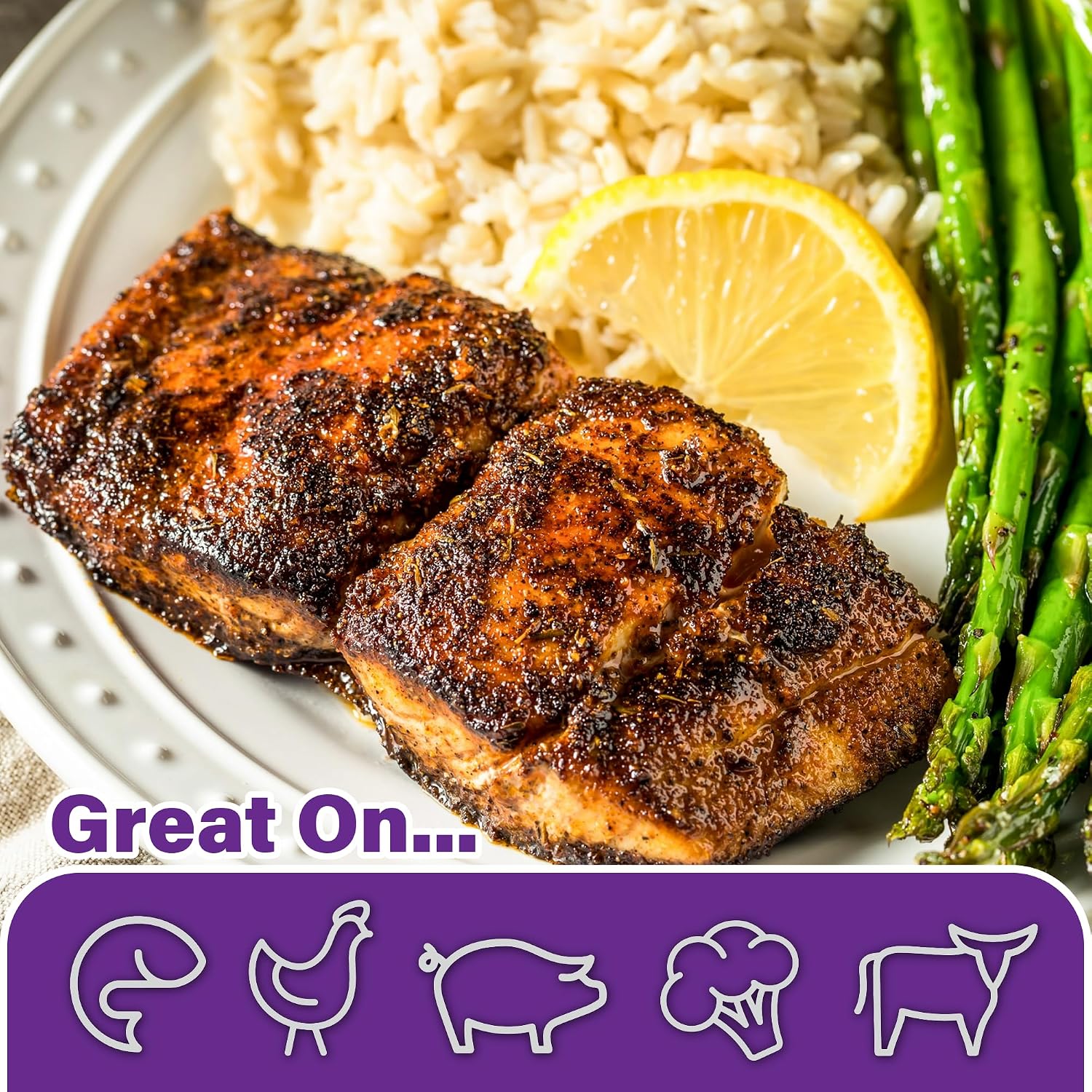Cajun's Choice Blackened Seasoning - 2.75 oz Jar, Pack of 2, All Natural, Low Salt, Gluten-Free - Authentic Louisiana Spice for Fish & BBQ | Low-sodium, all-natural seasoning and rub for fish, seafood, chicken, pork, steak, vegetables and salads.